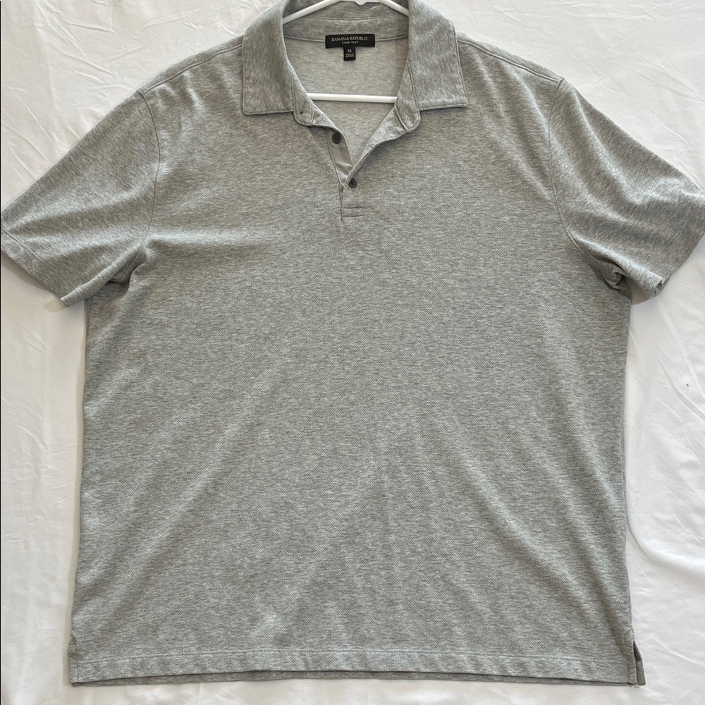 Banana Republic Light Heather Gray Men's Polo Shirt